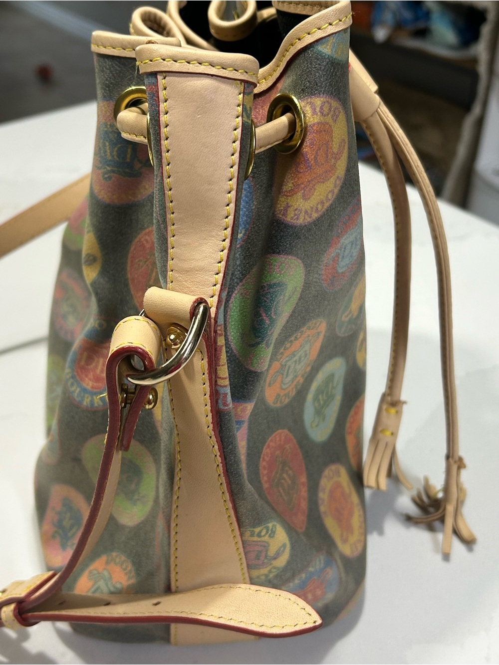 Dooney & Bourke Multicolor Signature Drawstring Bucket Bag - Picture 6 of 12
